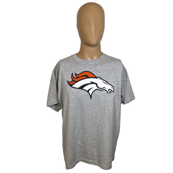 Denver BRONCOS Mens Size Large Fanatics T shirt Gray with Logo - Picture 1 of 6